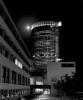 Deutsche Welle building & Post Tower at night, Bonn, august 2003. Rolleiflex 2.8 C, Ilford HP5. Seen from the side entrance of the DW complex.